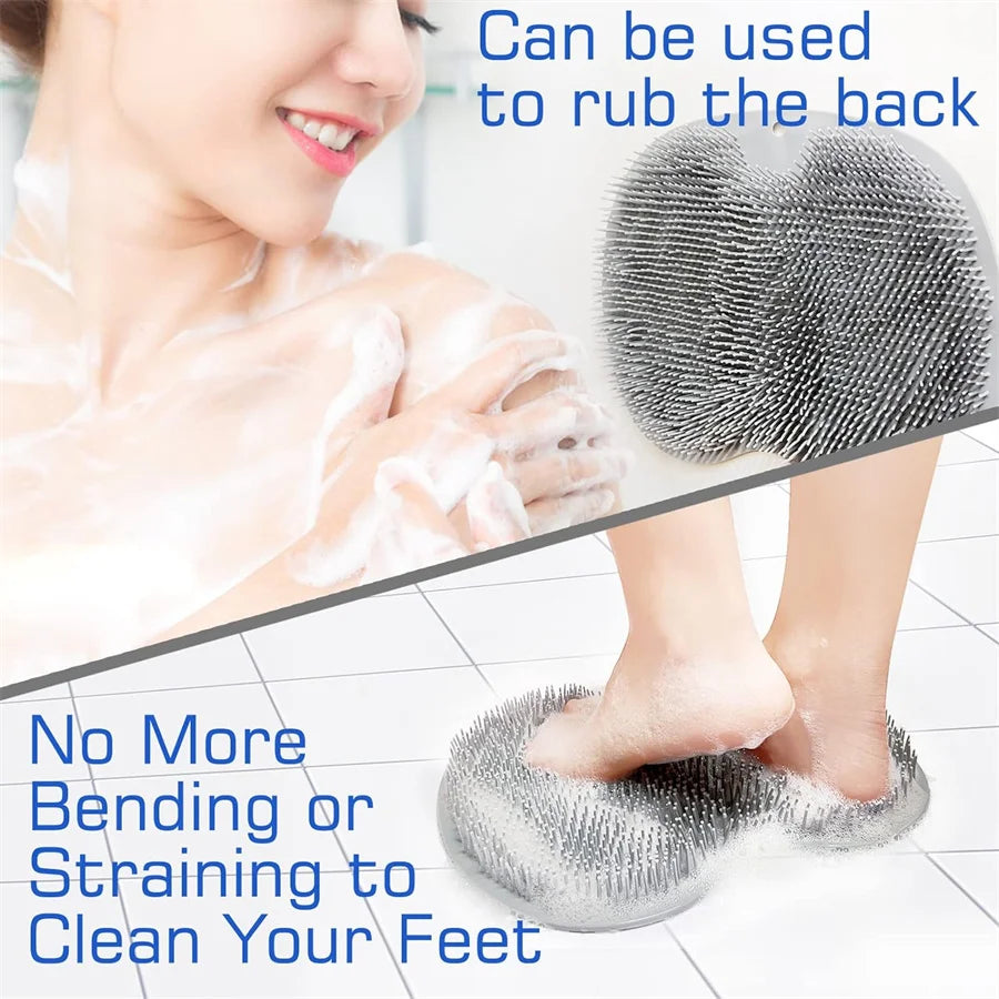 Hands-Free Shower Foot Scrubber Mat with Suction Cups