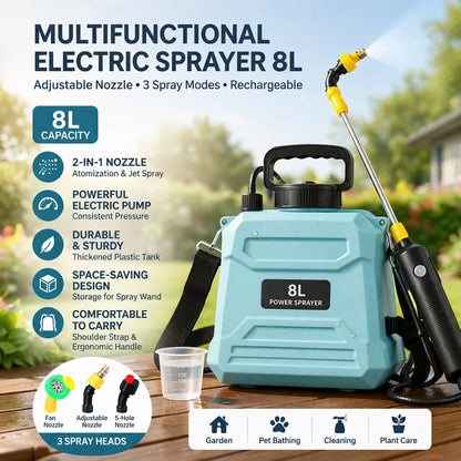 5L/8L Electric Backpack Sprayer – Rechargeable Pressure Sprayer