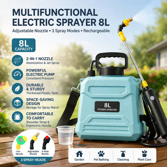 5L/8L Electric Backpack Sprayer – Rechargeable Pressure Sprayer