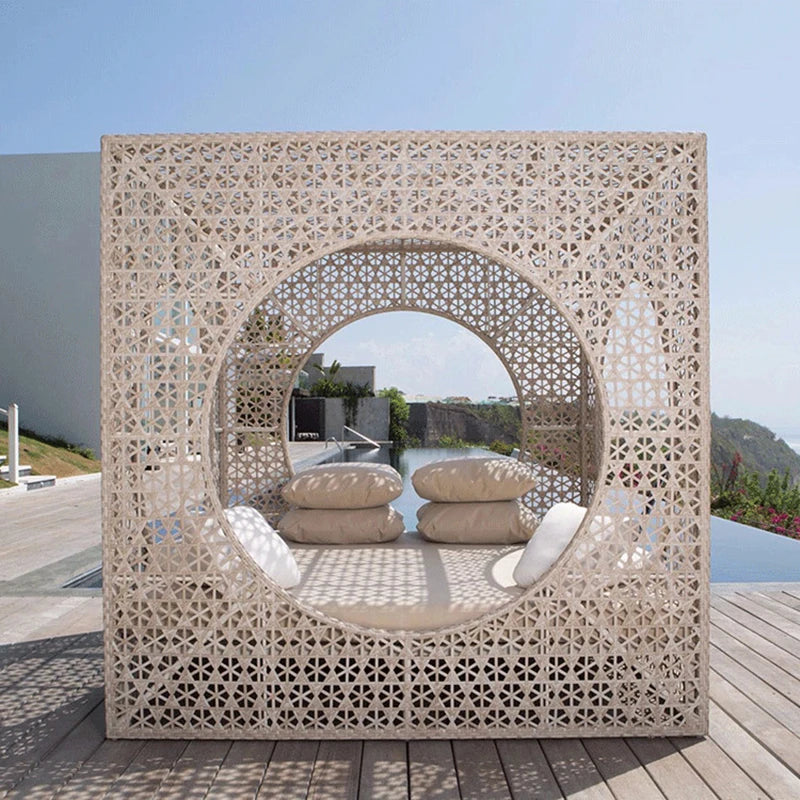 PE Rattan Outdoor Sun Lounger – Waterproof Pool Recliner Chair