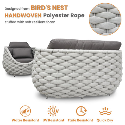 Eazy Living 2-Seater Patio Bistro Set – Outdoor PE Rattan Chairs