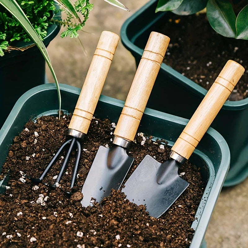 Mini Garden Tool Set – Rake, Trowel & Shovel