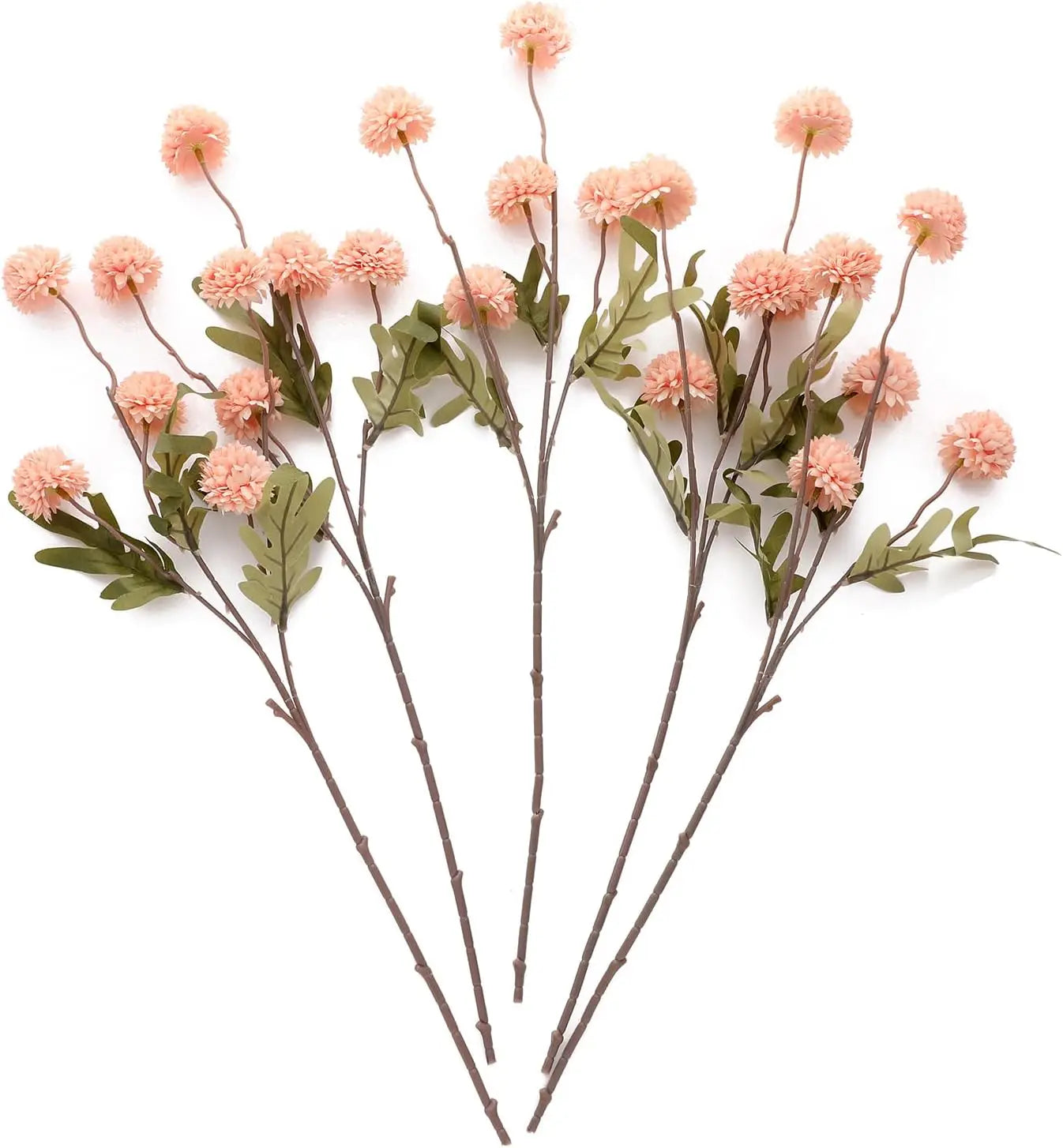Artificial Kiku Pompon Chrysanthemum Flowers – 5PCS Silk Stems for DIY Decor