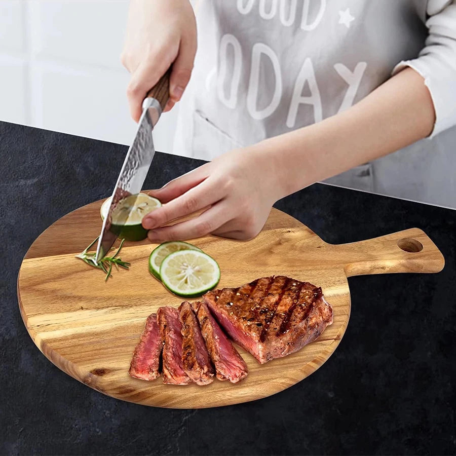 Acacia Wood Cutting Board – Charcuterie Board with Handle