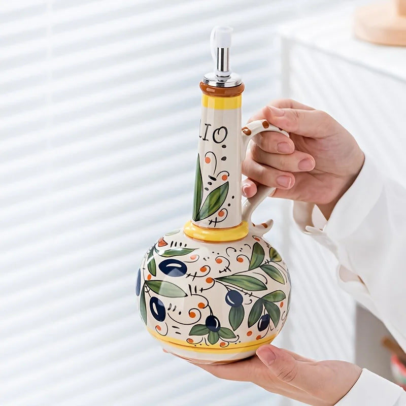 BPA-Free Ceramic Olive Oil & Vinegar Bottle – Stylish Kitchen Dispenser