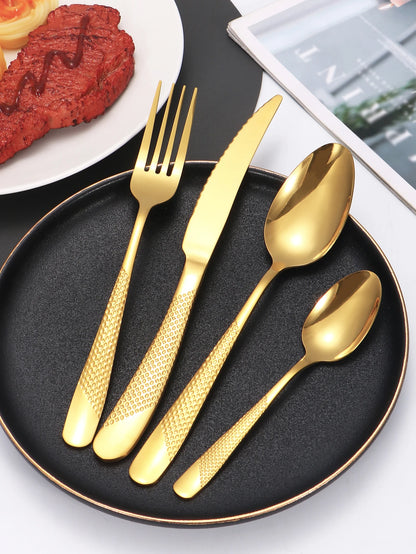 24pc Star Diamond Stainless Steel Cutlery Set – 6 Knives, 6 Forks & 12 Spoons