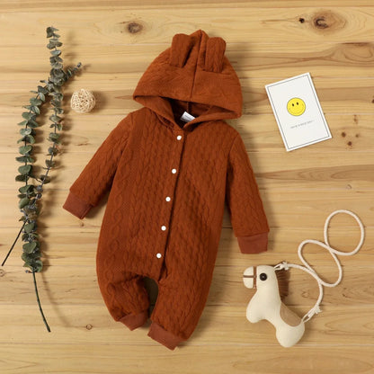 Cute Hooded Baby Romper with Ears – Soft & Cozy Bodysuit (0–18 Months)