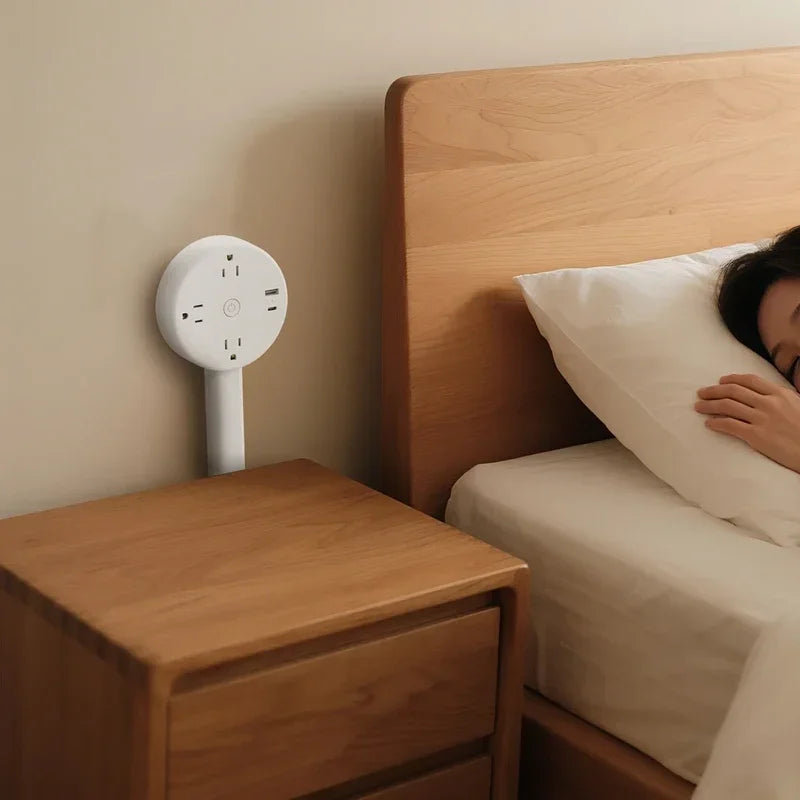 Rotating Power Socket Extender – 180° Adjustable Wall Plug