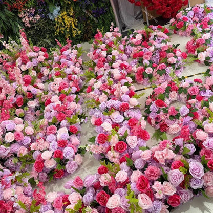 Silk Rose Flower Runner – Wedding & Event Decor (Pink / Hot Pink / Purple)