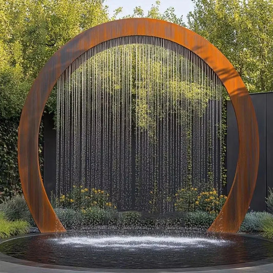 Corten Steel Garden Waterfall Fountain Sculpture