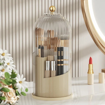 Rotating Makeup Brush Organizer With Lid
