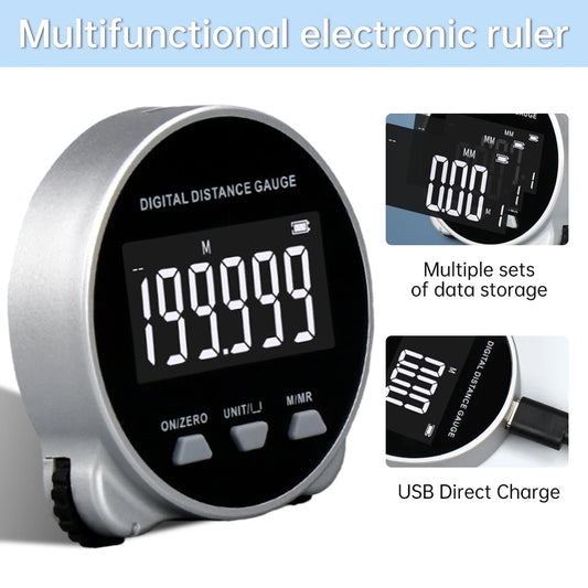 Portable Digital Measuring Tool with HD LCD – 99M High-Accuracy Rechargeable Ruler