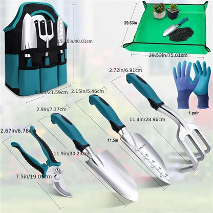 7-Piece Heavy Duty Gardening Tool Set with Gloves