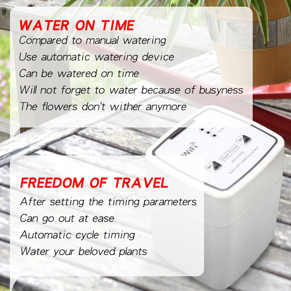 Smart WiFi Watering System – Dual Pump Drip Irrigation