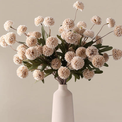 Artificial Kiku Pompon Chrysanthemum Flowers – 5PCS Silk Stems for DIY Decor