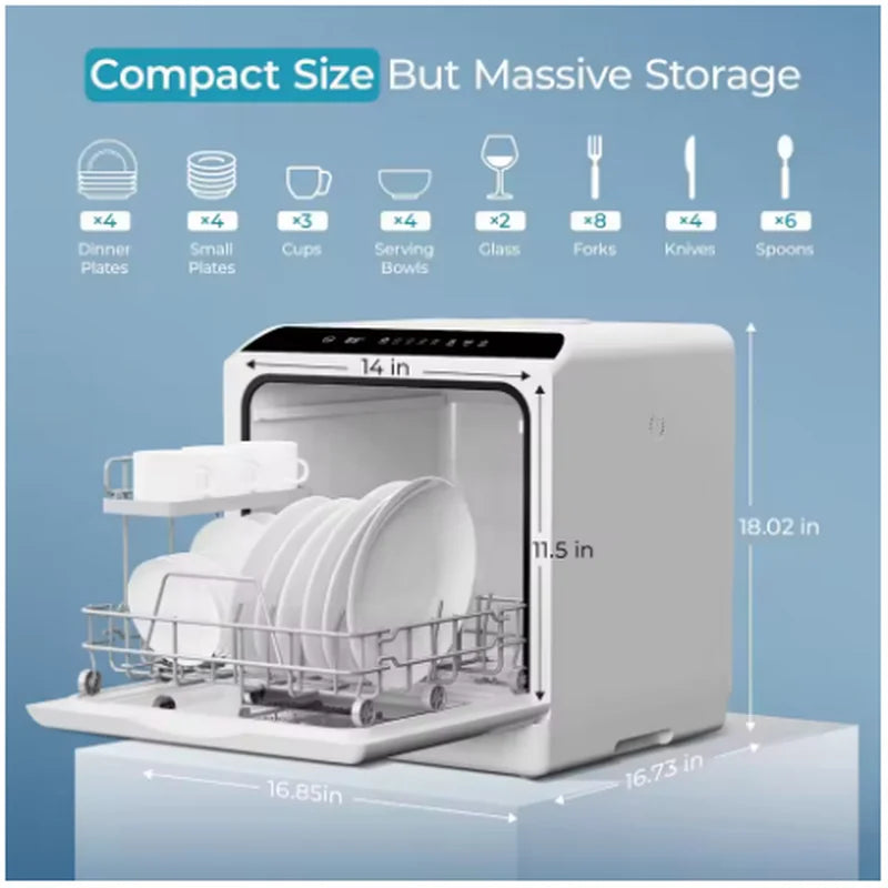 Portable Countertop Mini Dishwasher – 5L Built-In Tank, No Installation Needed