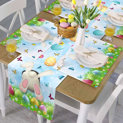 Easter Bunny Linen Table Runner – Spring Farmhouse Decor