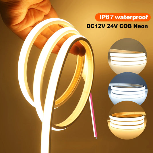 Waterproof COB LED Strip Light – Flexible 12V/24V Neon Lighting