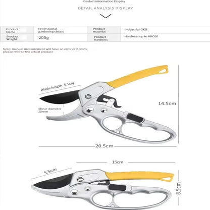 Titanium Garden Pruning Shears – Ergonomic Bypass Cutter