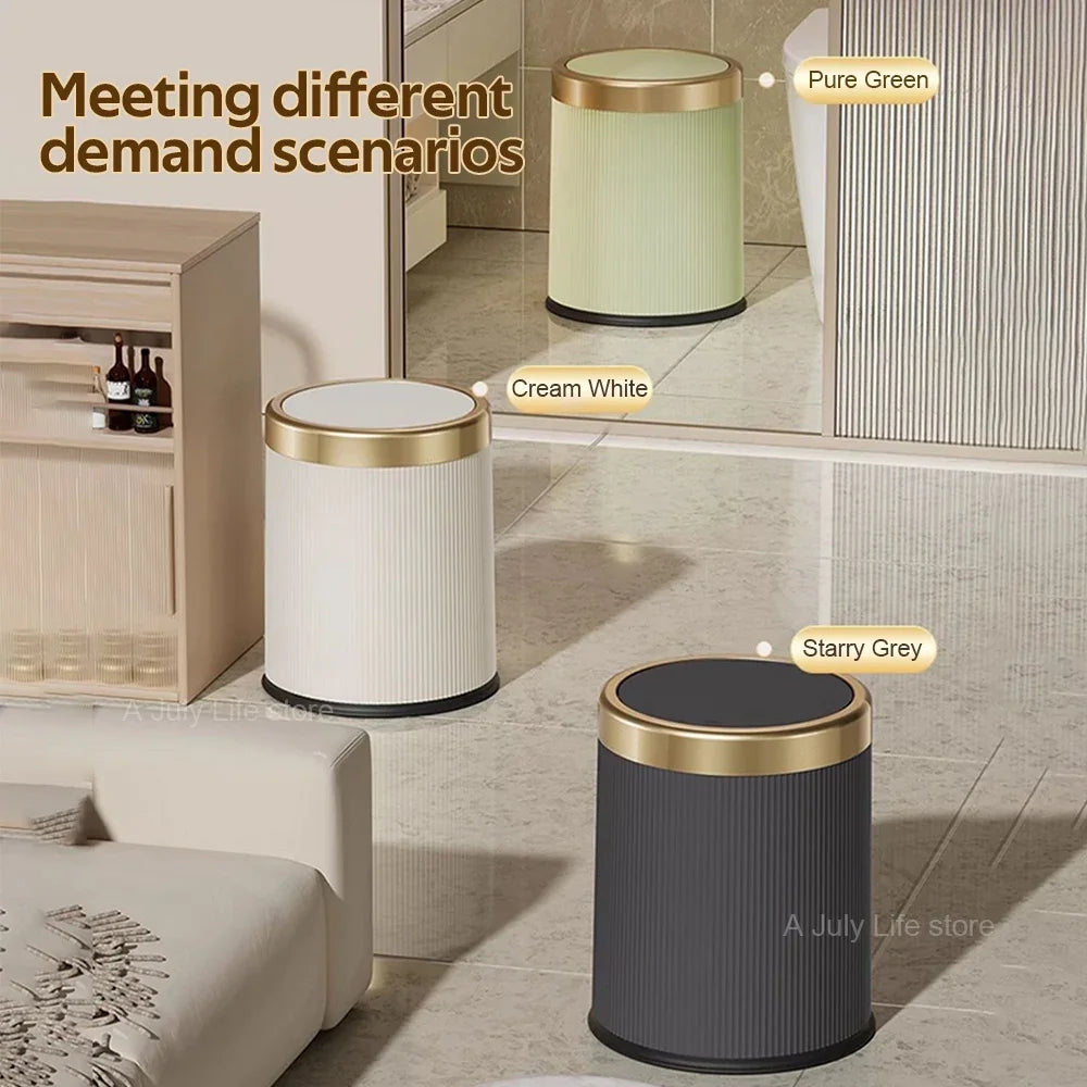 Press Lid Trash Can – Modern Waste Bin with Inner Bucket