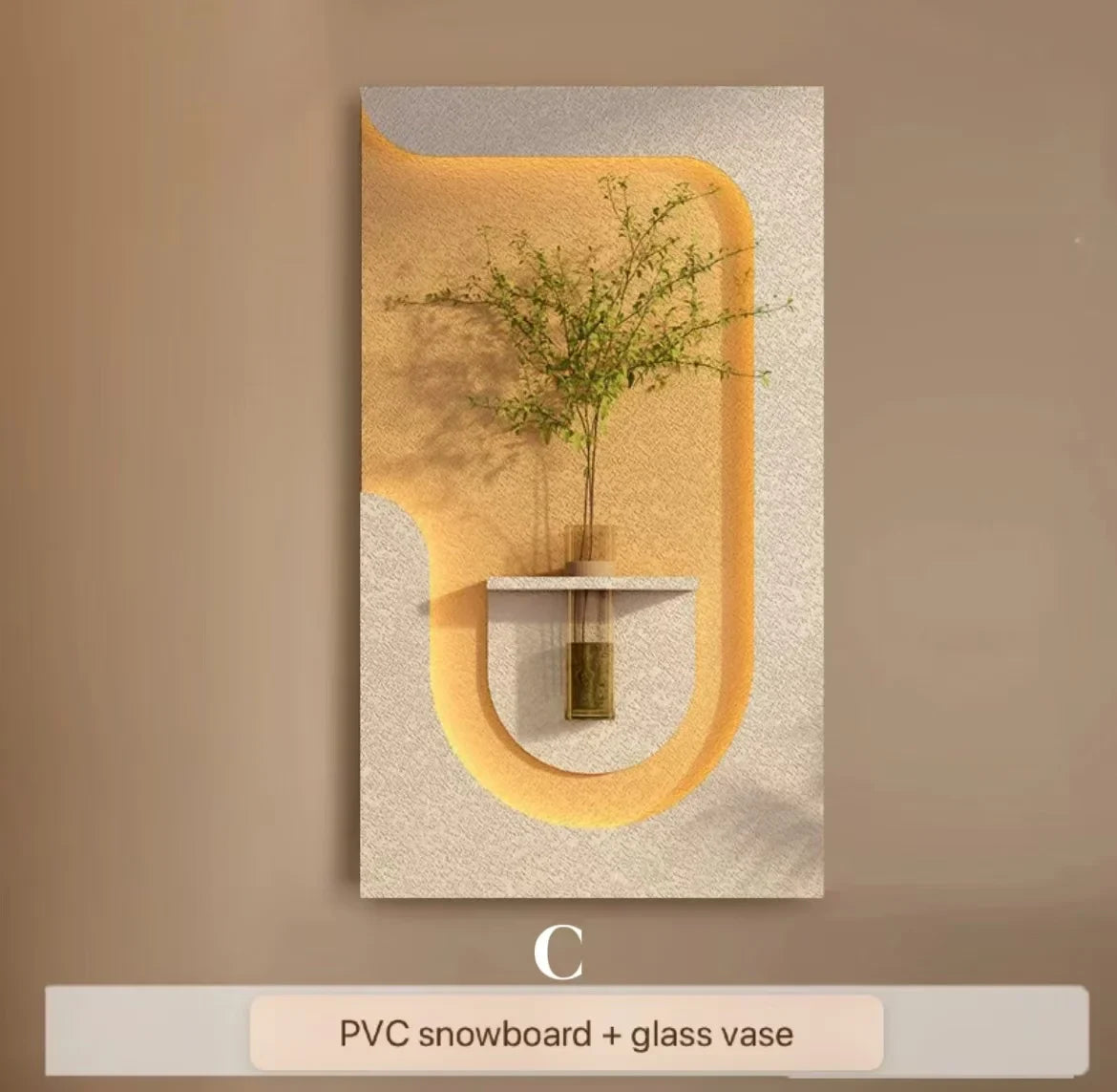 Modern Wall Lamp with Hanging Green Plants & Art