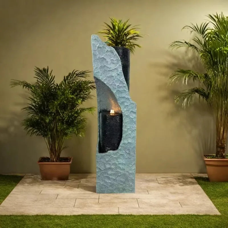 Modern LED Waterfall Fountain – Indoor & Outdoor Relaxing Decor with Pump