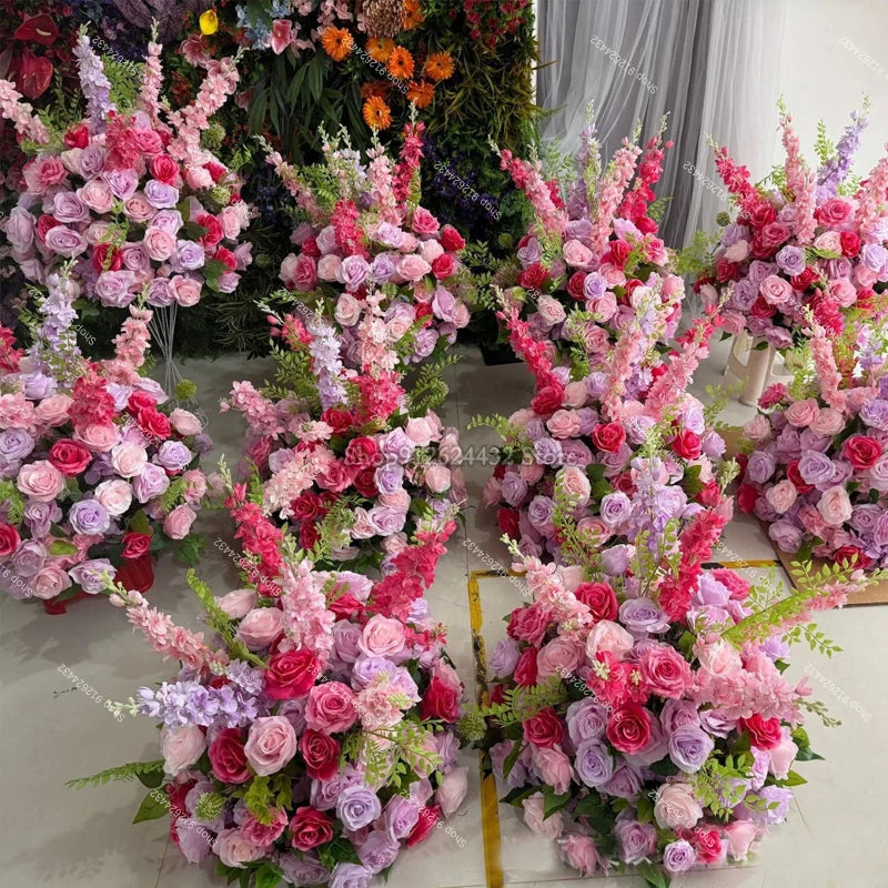 Silk Rose Flower Runner – Wedding & Event Decor (Pink / Hot Pink / Purple)