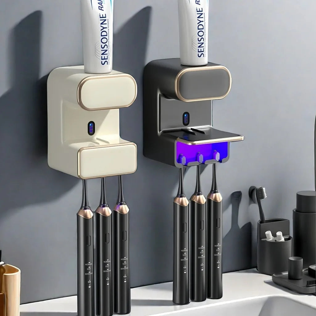 Smart UV Toothbrush & Toothpaste Dispenser Wall Mount