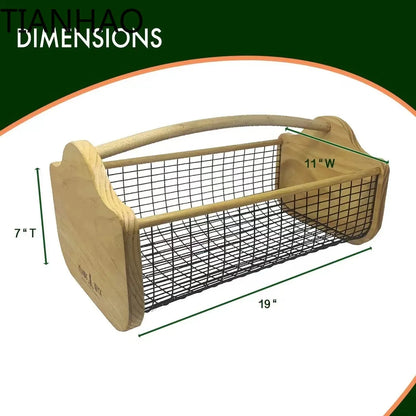 Modern Fruit & Vegetable Storage Basket with Wooden Handle