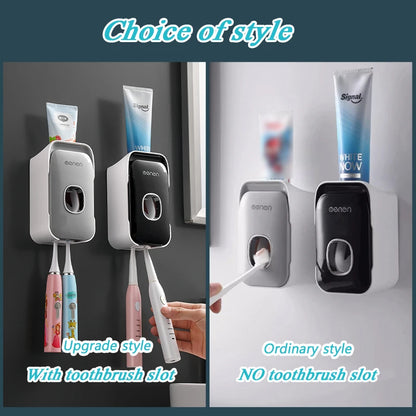 Automatic Wall-Mounted Toothpaste Dispenser with Toothbrush Holder