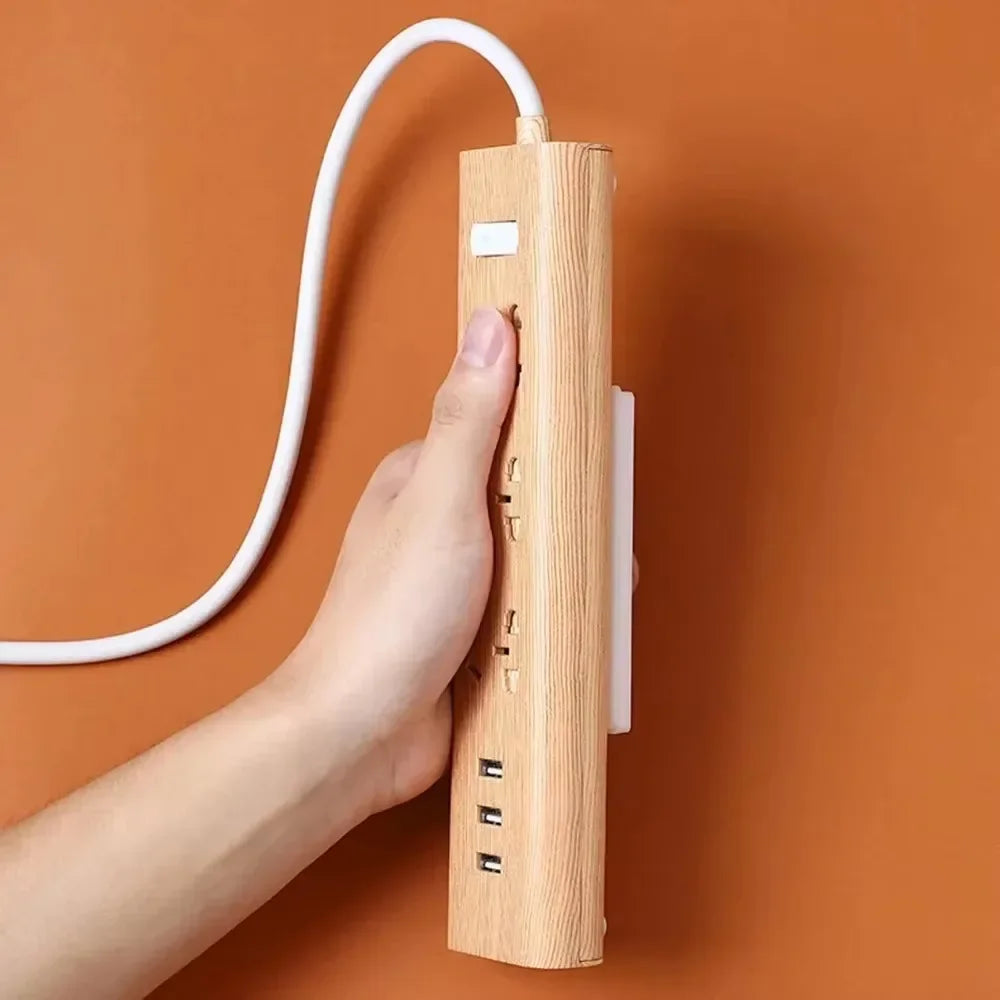 Wall-Mounted Power Strip & Cable Organizer – Self-Adhesive Plug Holder