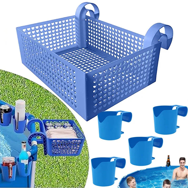 Poolside Cup & Tool Organizer – Above Ground Pool Accessory