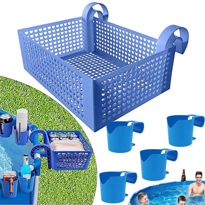 Poolside Cup & Tool Organizer – Above Ground Pool Accessory