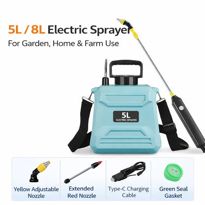 5L/8L Electric Backpack Sprayer – Rechargeable Pressure Sprayer