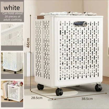 Foldable Laundry Basket with Wheels – Large Rolling Clothes Hamper