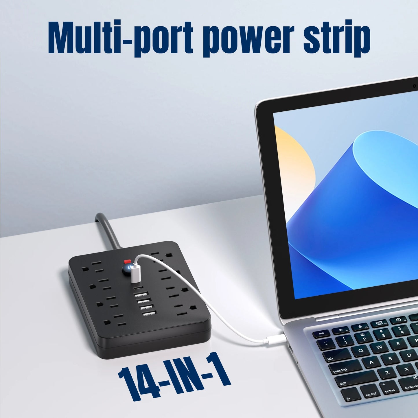 14-in-1 Power Strip with USB-C & Surge Protection