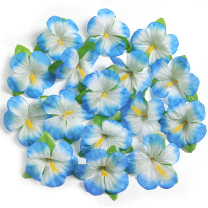 24PCS Tropical Hibiscus Silk Flowers – Colorful Hawaiian Party Table Décor