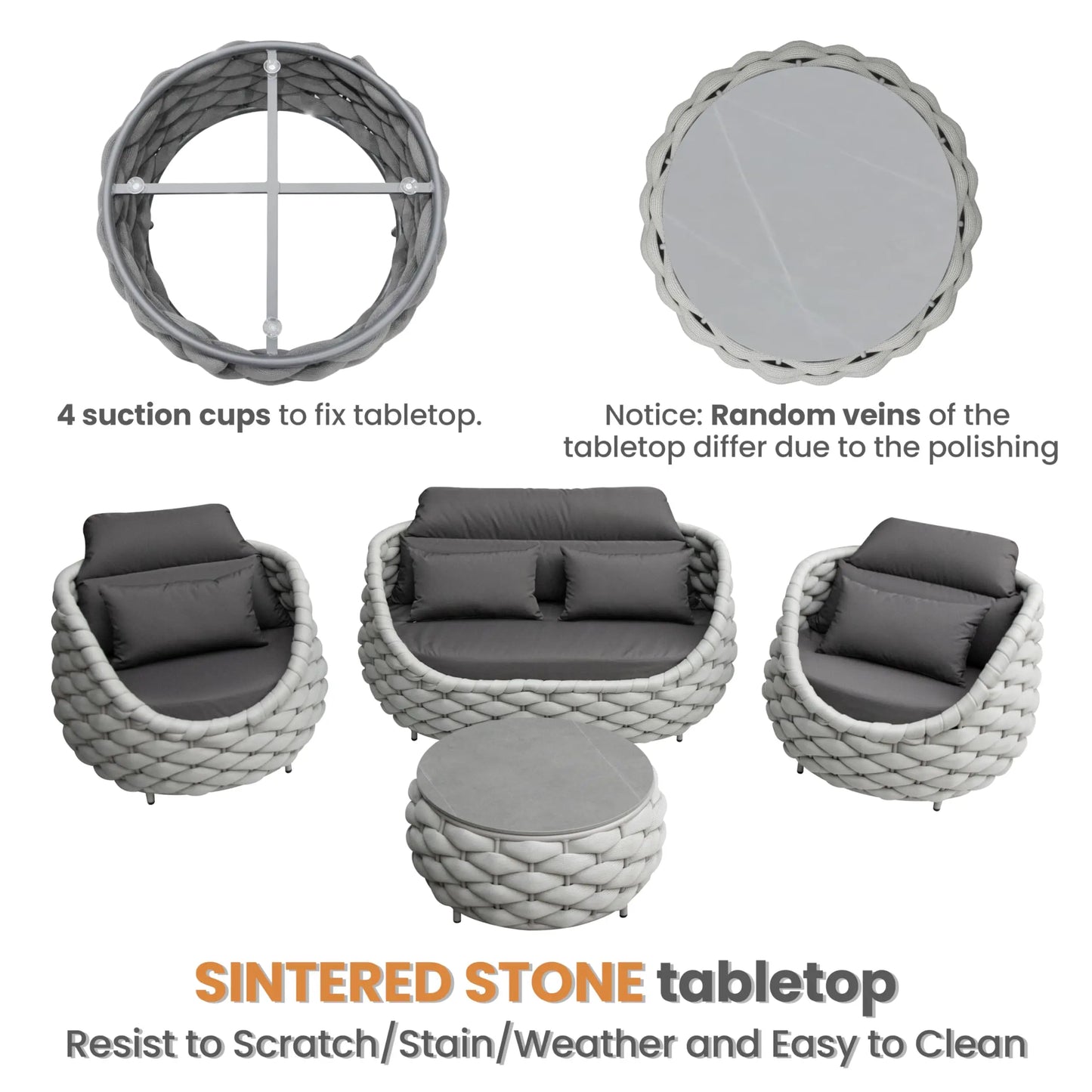 Eazy Living 2-Seater Patio Bistro Set – Outdoor PE Rattan Chairs