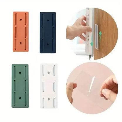 Wall-Mounted Power Strip & Cable Organizer – Self-Adhesive Plug Holder