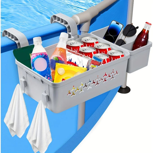 Poolside Organizer Basket with Cup Holder & Hooks