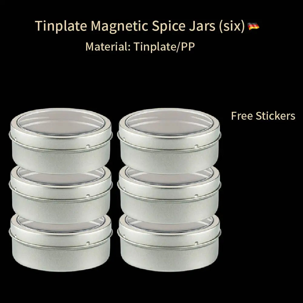 Magnetic Spice Tins Set – Wall Mounted Spice Jars