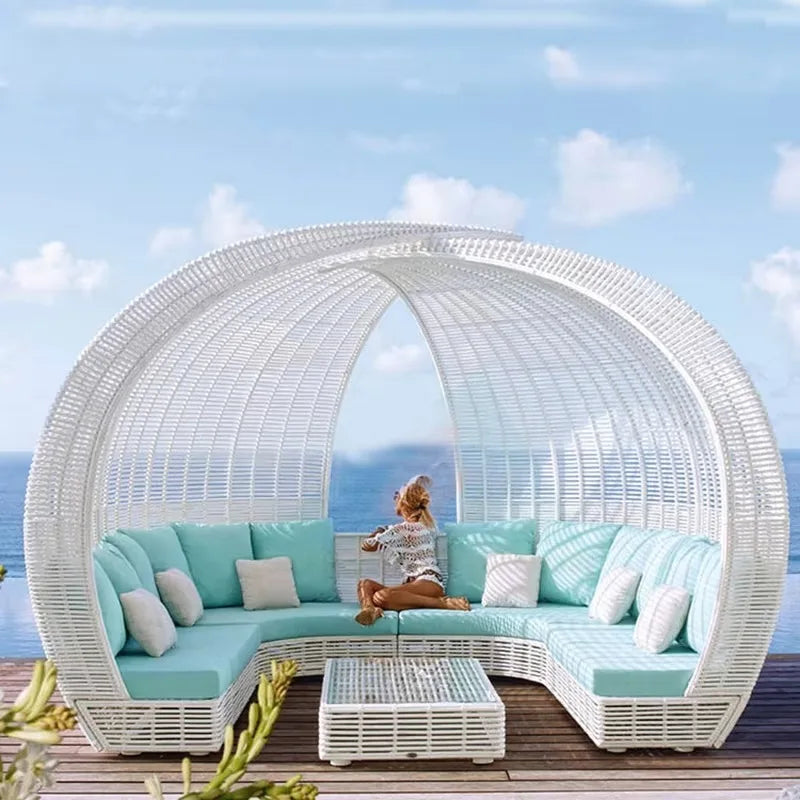PE Rattan Outdoor Sun Lounger – Waterproof Pool Recliner Chair