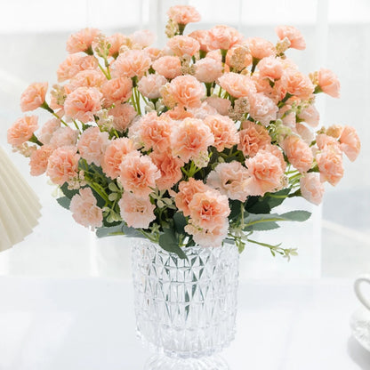 Silk Carnation Flower Stem – Elegant 15-Head Decor for Weddings & Home