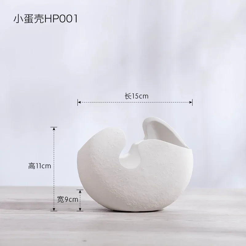 Nordic White Ceramic Egg Shell Vase – Minimalist Home Decor