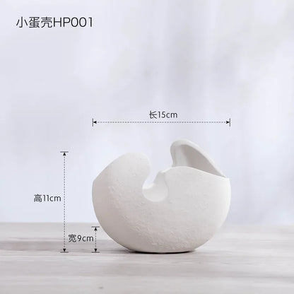 Nordic White Ceramic Egg Shell Vase – Minimalist Home Decor