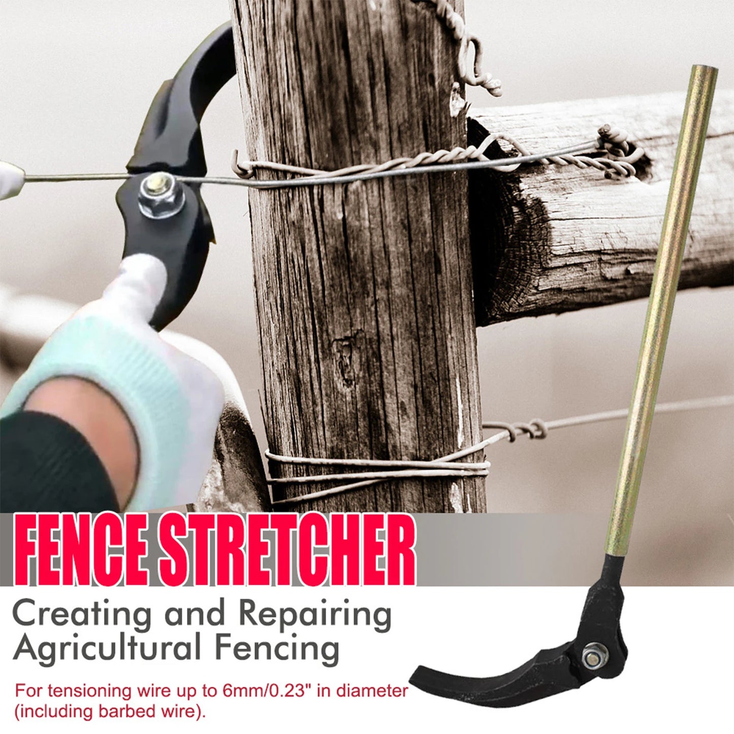Heavy Duty Fence Wire Tensioner – Barbed Wire Stretcher Tool for Farm Fencing