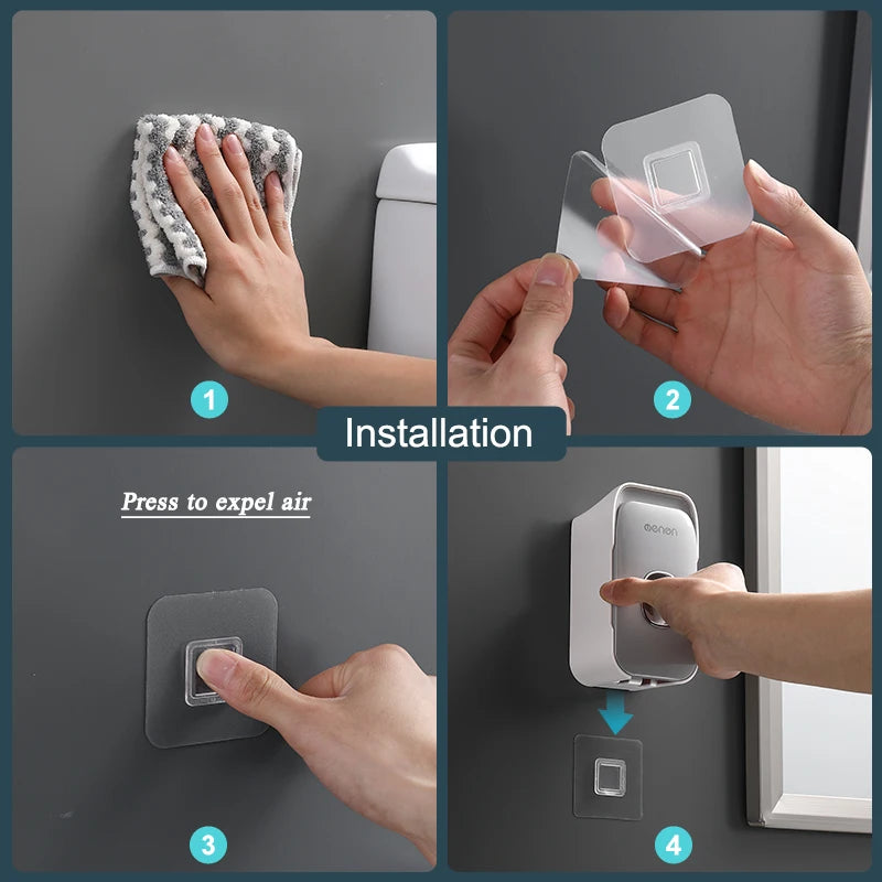 Automatic Wall-Mounted Toothpaste Dispenser with Toothbrush Holder