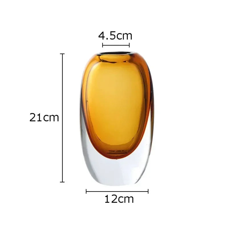 Modern Clear Glass Vase – Minimalist Tabletop Flower Decor (Medium)