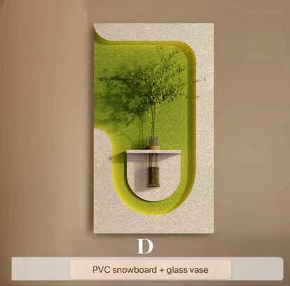 Modern Wall Lamp with Hanging Green Plants & Art