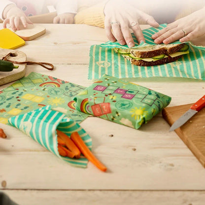 Beeswax Reusable Food Wraps – Eco Friendly Kitchen Storage Set